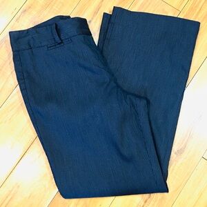 Ann Taylor navy blue wide leg pants career office pinstriped striped workwear